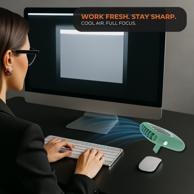 RetroCool Mini Fan – Portable Neck & Desk Breeze